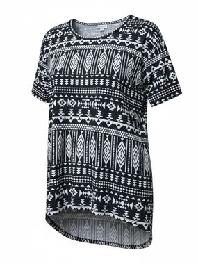LULAROE | Irma Hi Low Oversized Tunic Black White Geo Tribal Aztec Print | L
